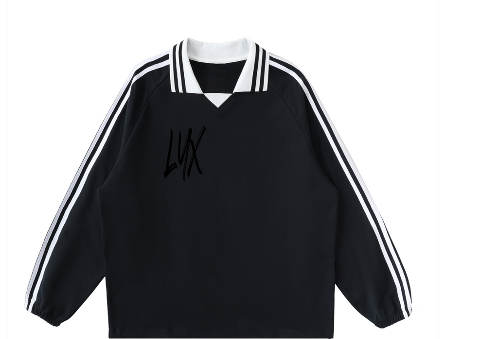 Contrast Striped Lapel LYX luxury Collar Sweatshirt