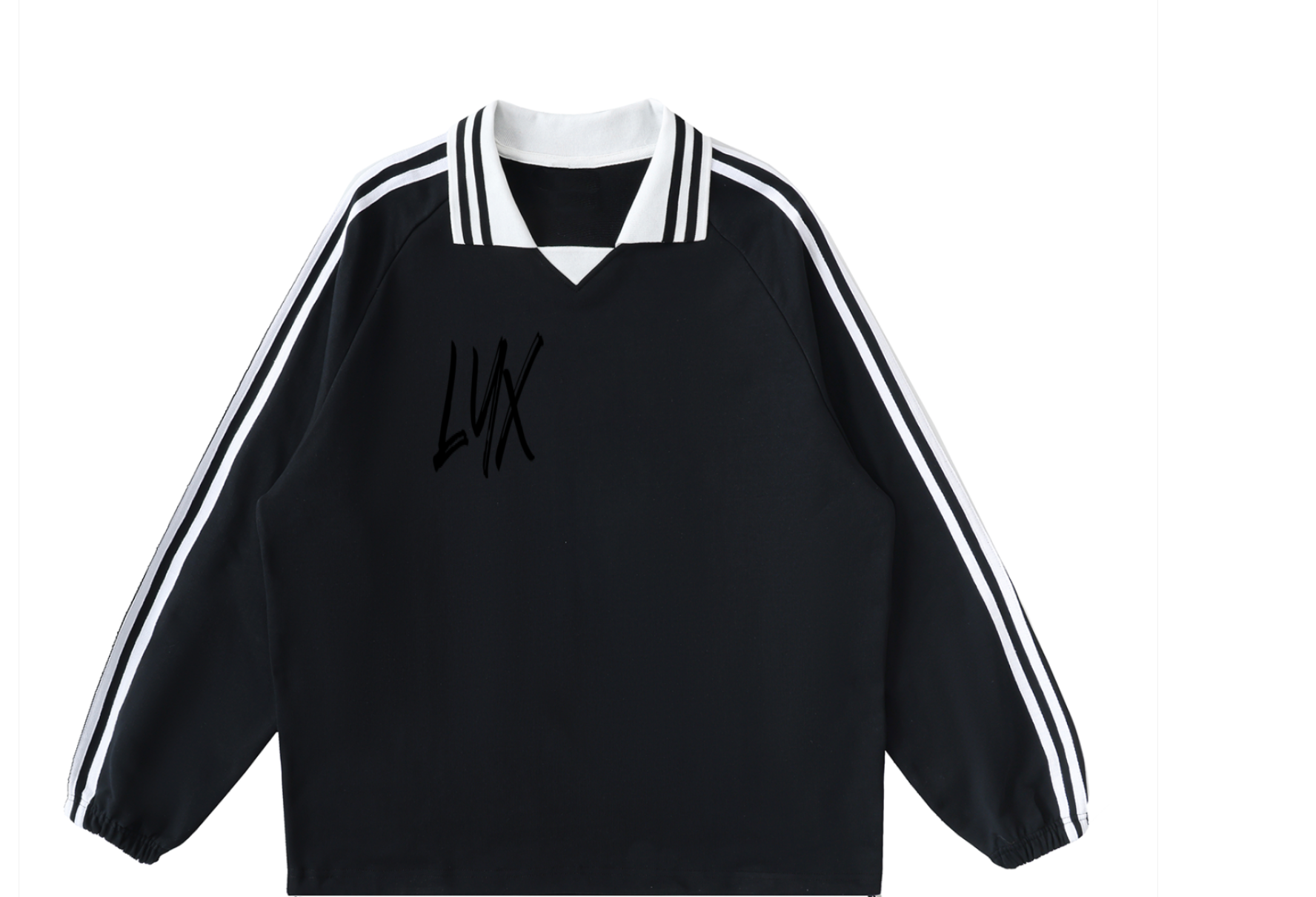 Contrast Striped Lapel LYX luxury Collar Sweatshirt